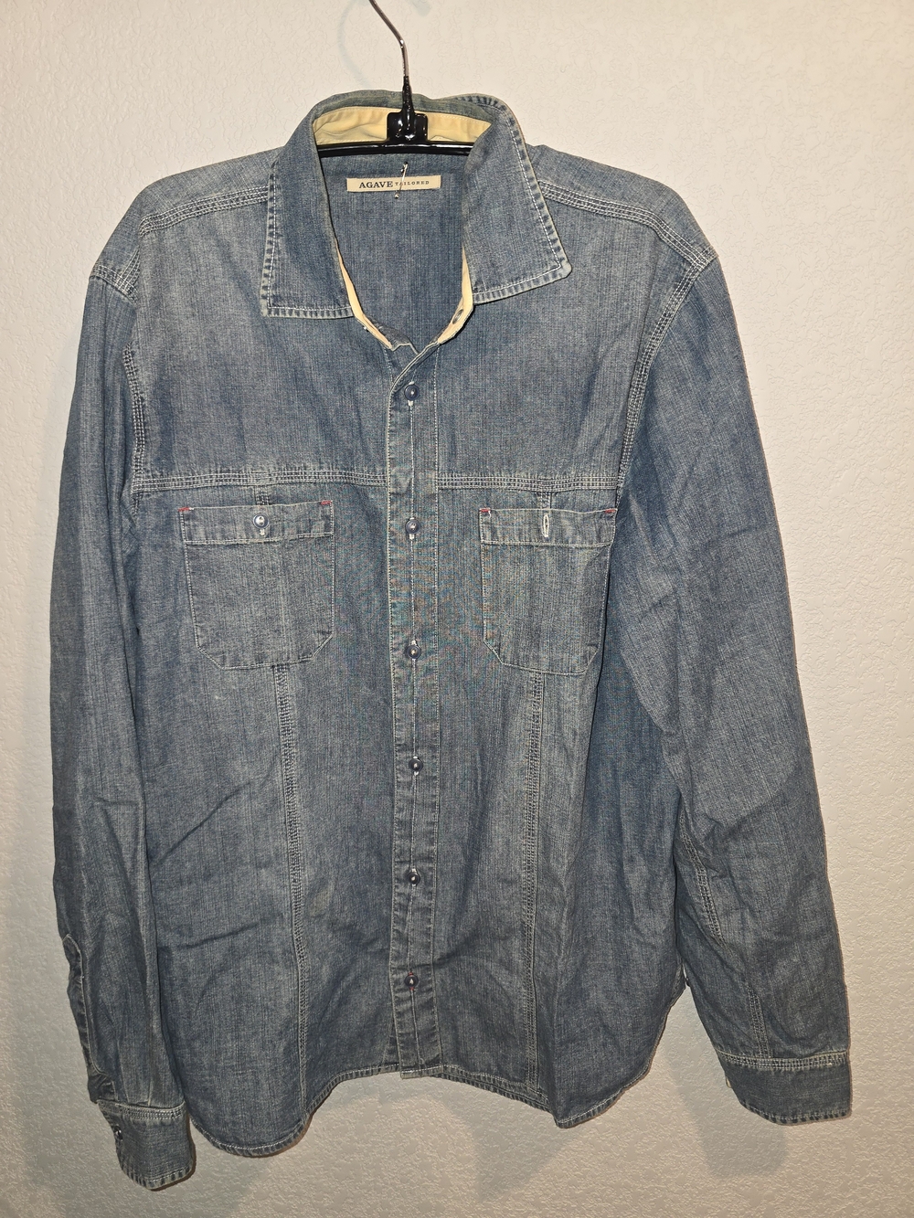 Agave Tailored Men's Hobie Worker Denim Long Sleeve Button Front Shirt - 100% Co